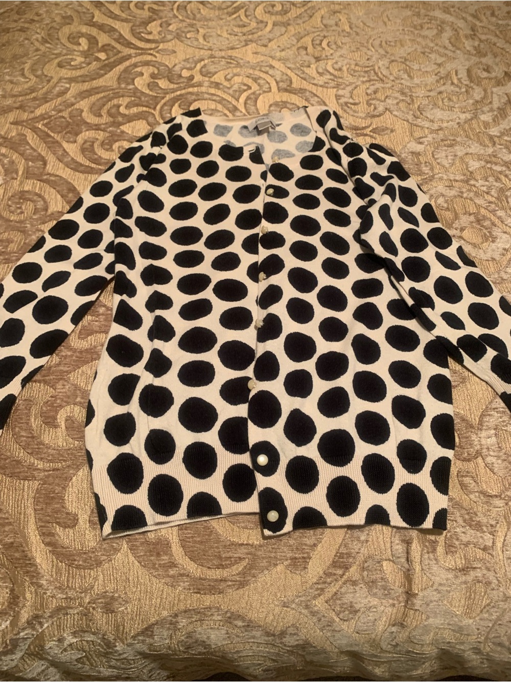 LOFT Black and White Polka Dot Cardigan